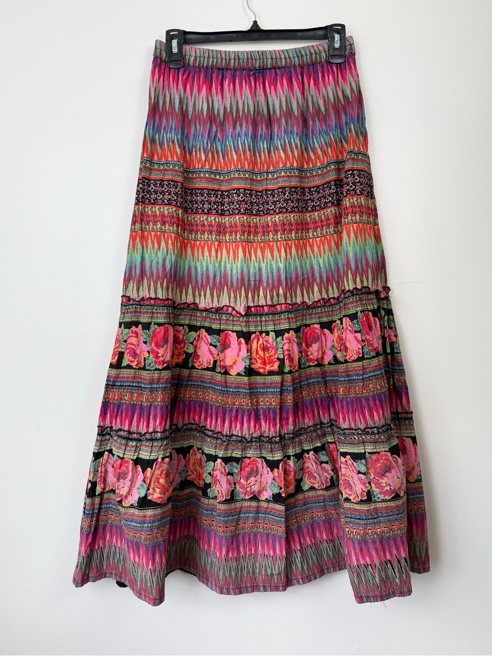 Angie Festival Boho Floral Colorful Maxi Skirt Size Medium
